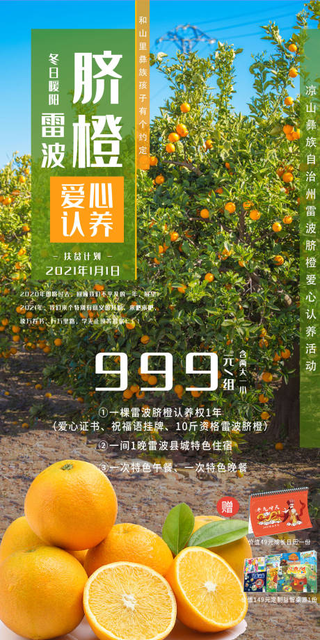 源文件下载【雷波脐橙爱心认养海报】编号：55730003007097724