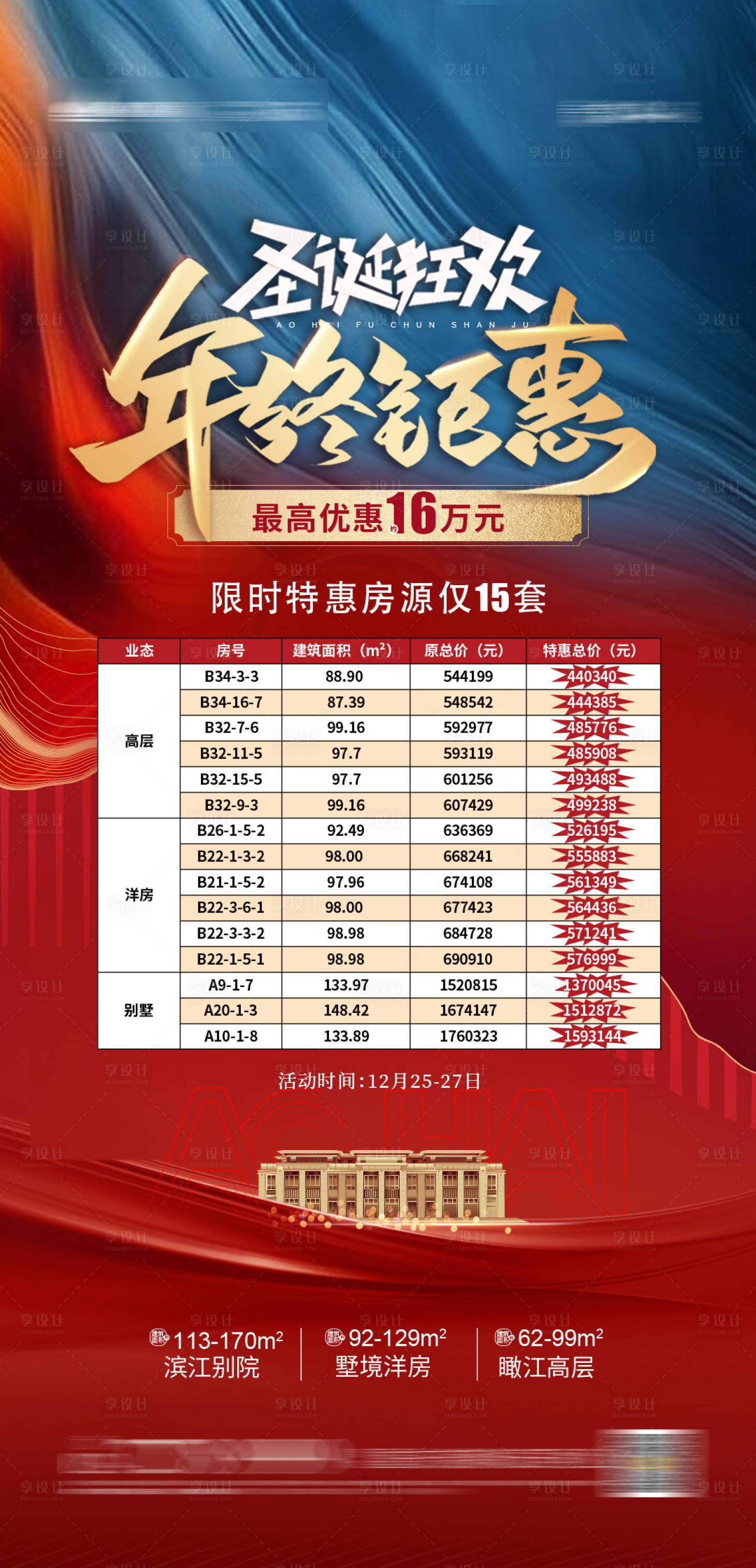 源文件下载【享设计】搜索编号：93020002987557002【年终特价房单图】