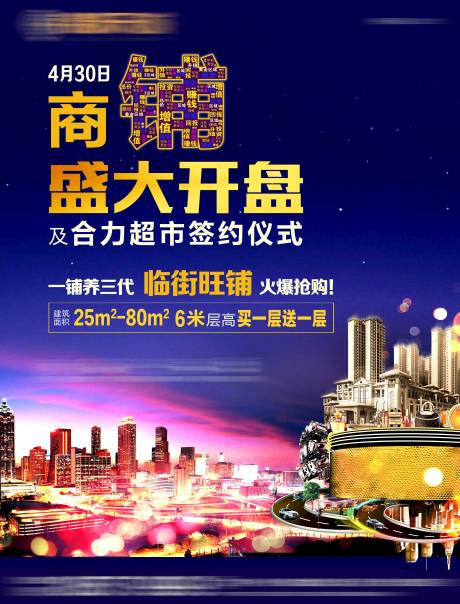 源文件下载【商铺开盘海报】编号：87670002971491107