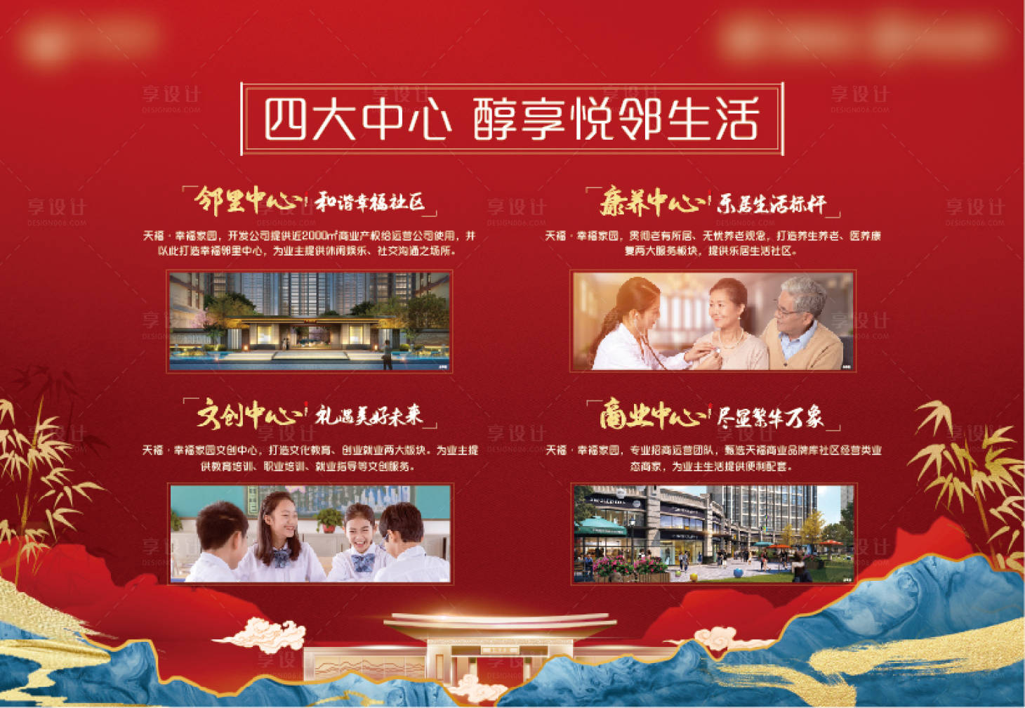 源文件下载【享设计】搜索编号：58540003061789217【房地产四大展示中心价值点广告展板】