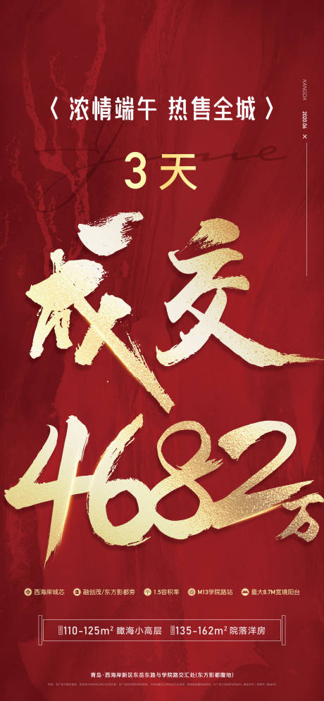 源文件下载【享设计】搜索编号：82120003223159984【地产红色红金成交劲销海报】