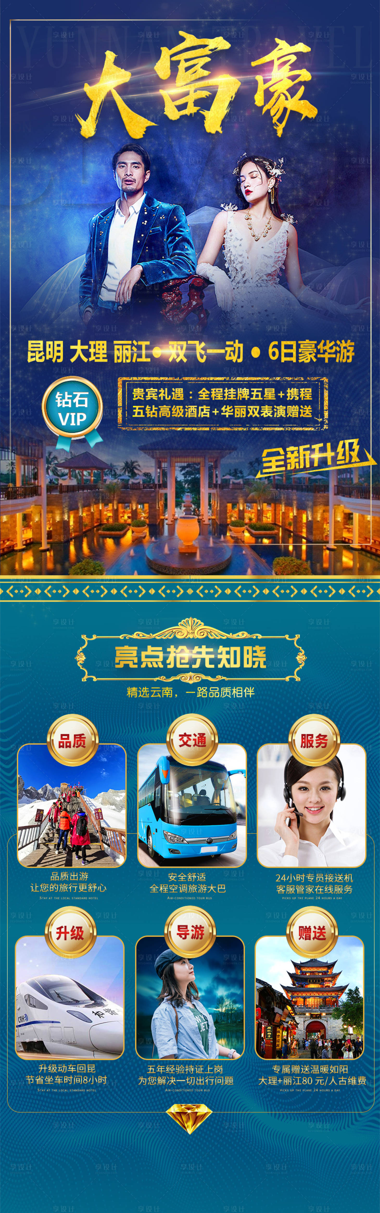 源文件下载【享设计】搜索编号：70930003199924921【云南昆大丽豪华6日游长图海报】