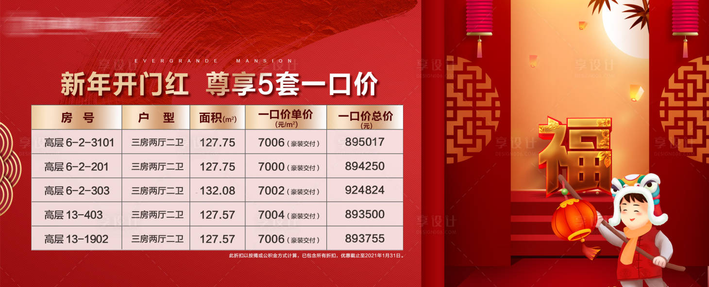 源文件下載【享設(shè)計(jì)】搜索編號(hào)：85460003383463963【新春特價(jià)房活動(dòng)展板】