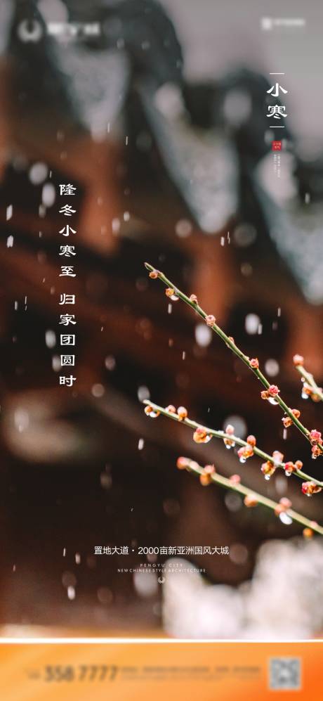 源文件下载【小寒节气地产单图海报】编号：59560003194234386