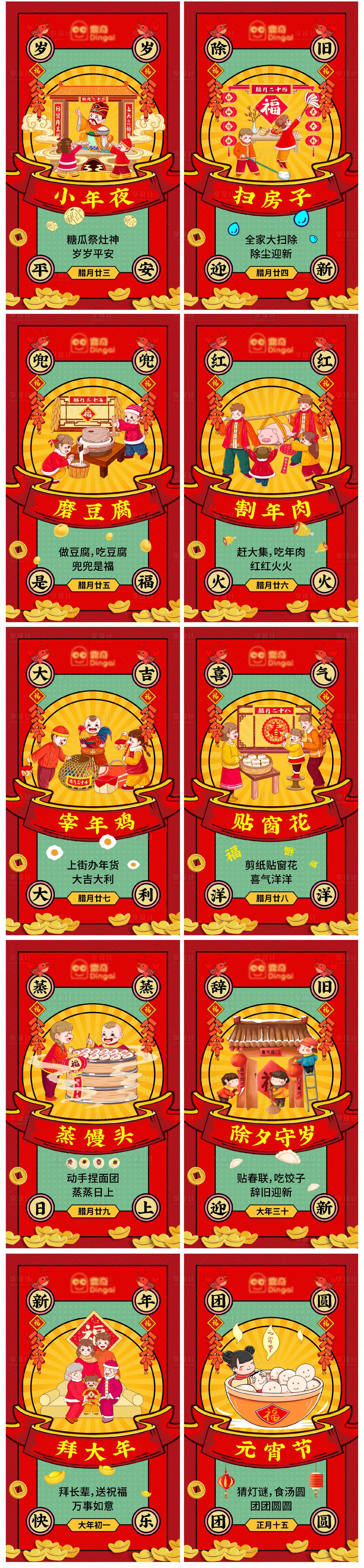 源文件下載【享設計】搜索編號：26540003260238426【新年過年年俗系列海報】
