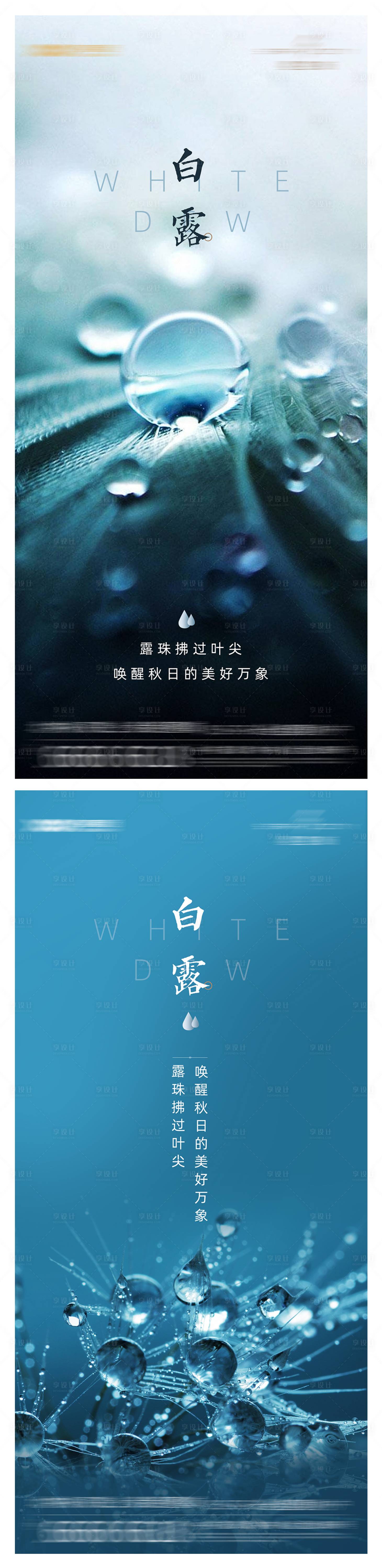 源文件下载【地产白露节气蓝色海报】编号：56140003300254984