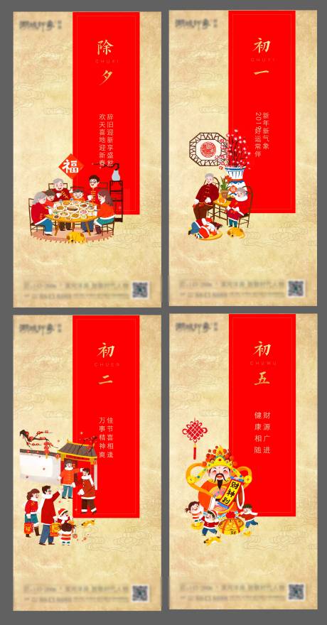 源文件下载【新年初一年货初二除夕过年中式海报】编号：95830003210001076