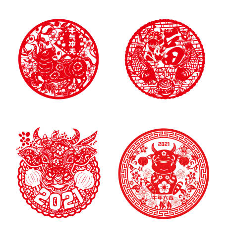 源文件下載【享設(shè)計】搜索編號：93860003279235854【牛年窗花設(shè)計】