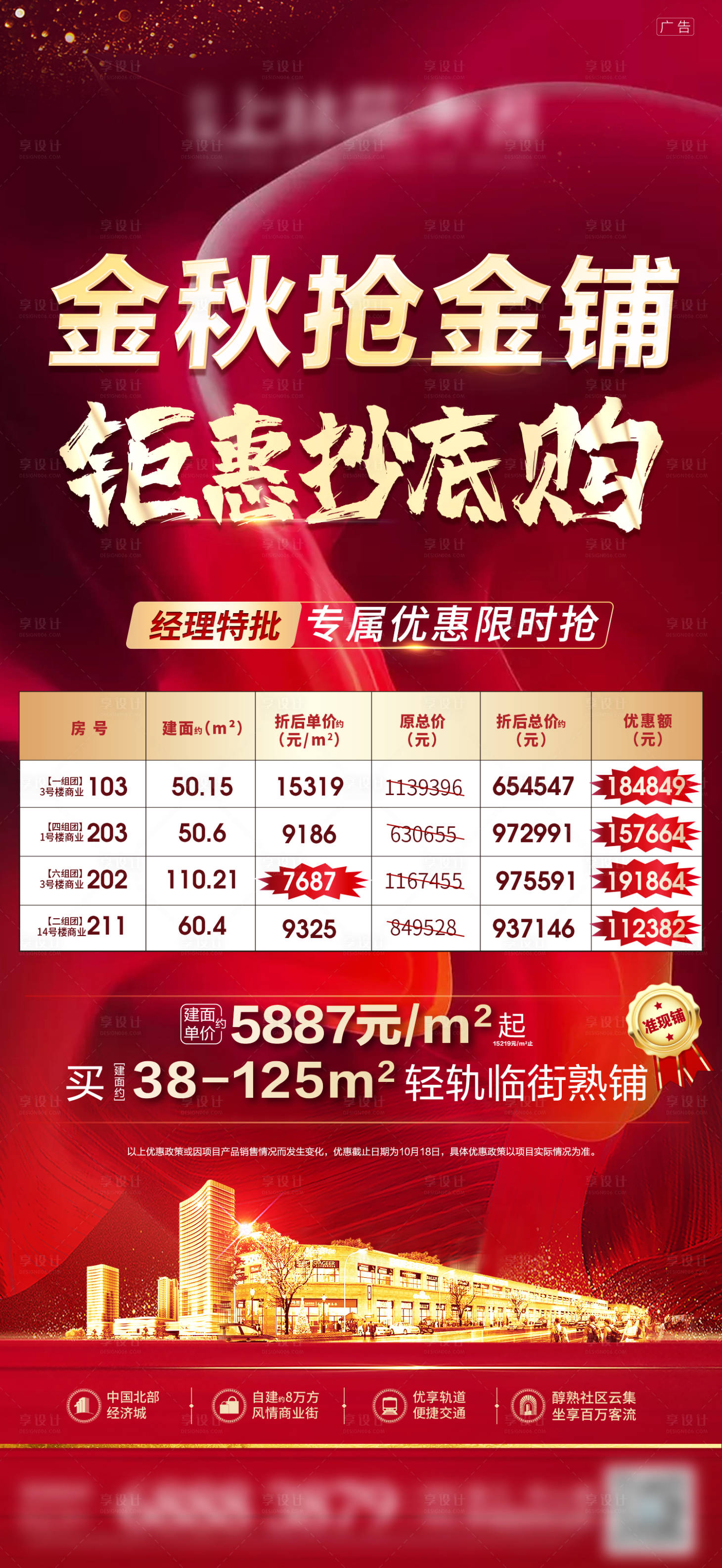 源文件下載【紅金商鋪臨街旺鋪價值商業地產廣告海報】編號：77970003179559537