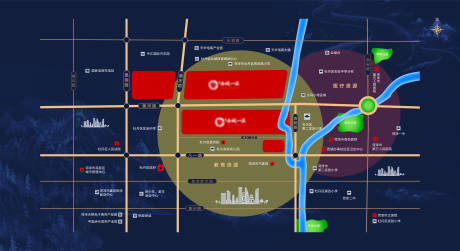 源文件下载【房地产区位图蓝色简约中式大气】编号：70990003153484095