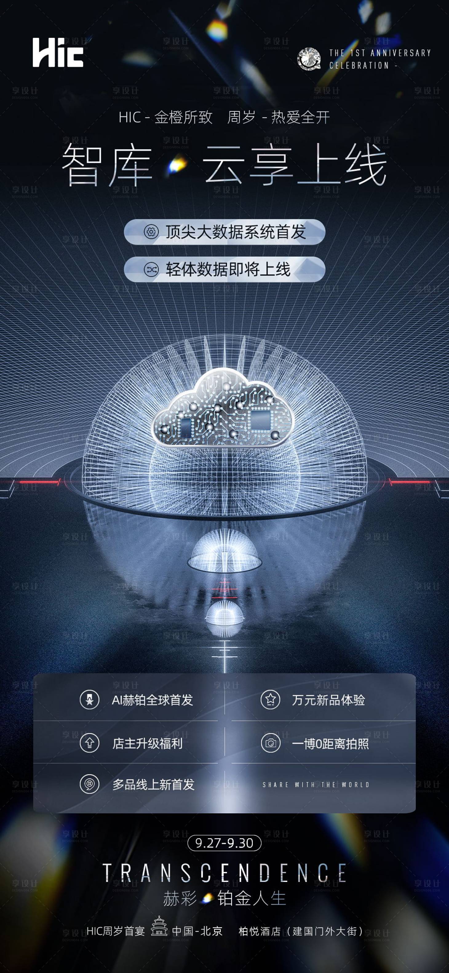 源文件下载【享设计】搜索编号：18200003143642664【科技周年活动线上数据会议海报】