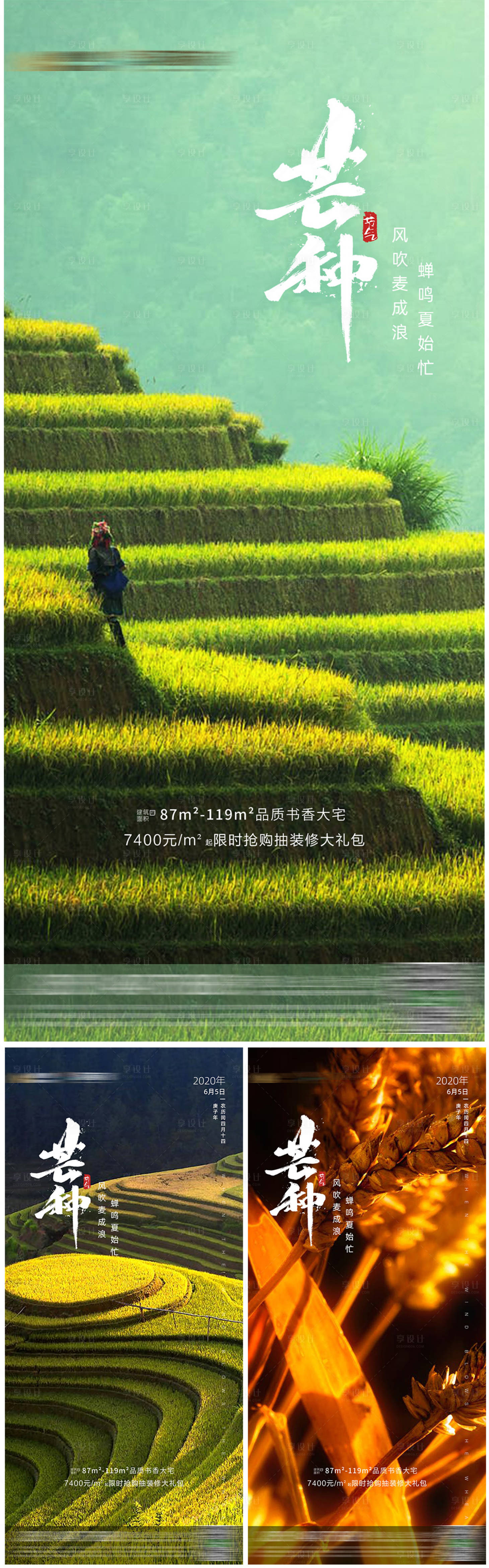 源文件下载【地产绿色芒种节气海报】编号：80570003604652826