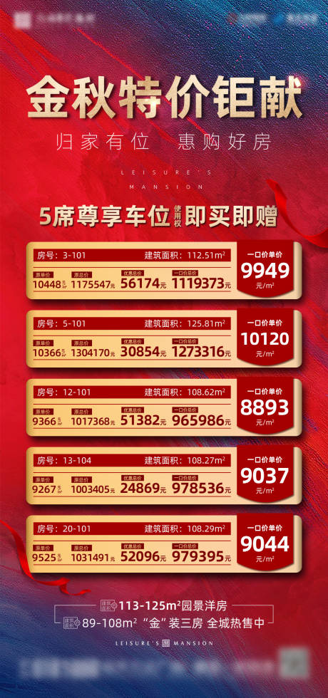 源文件下载【车位特价销控海报】编号：45700003497195218