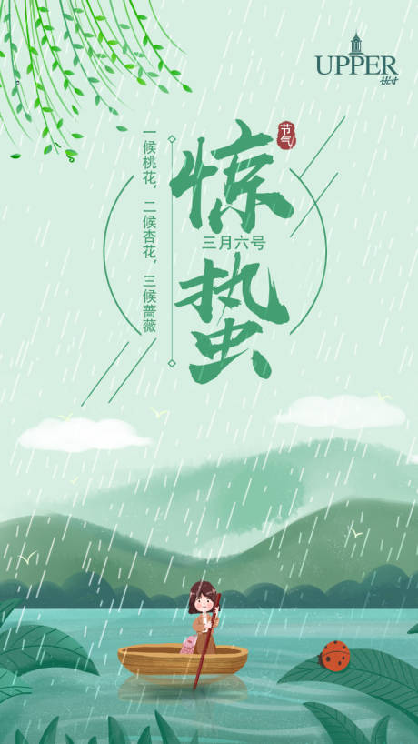 编号：20210226125205407【享设计】源文件下载-绿色中国传统惊蛰节气手机海报