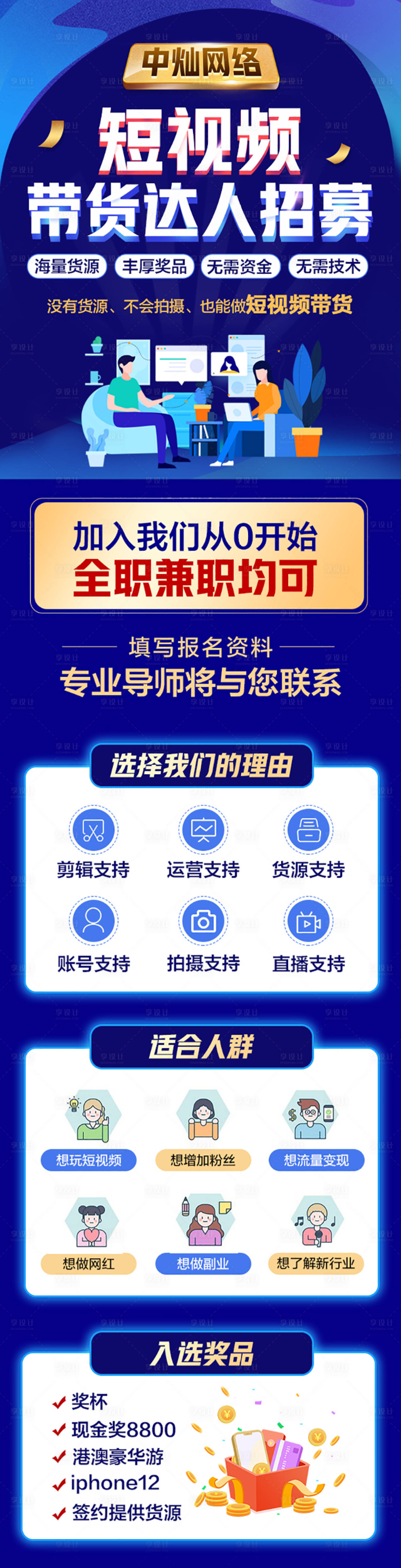 源文件下载【短视频带货达人招募长图】编号：39000003546245145