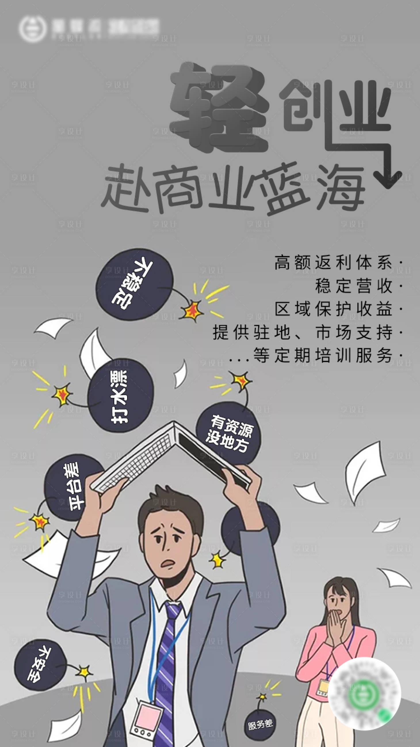 源文件下载【享设计】搜索编号：60130003486267337【创业遇到的难点海报】