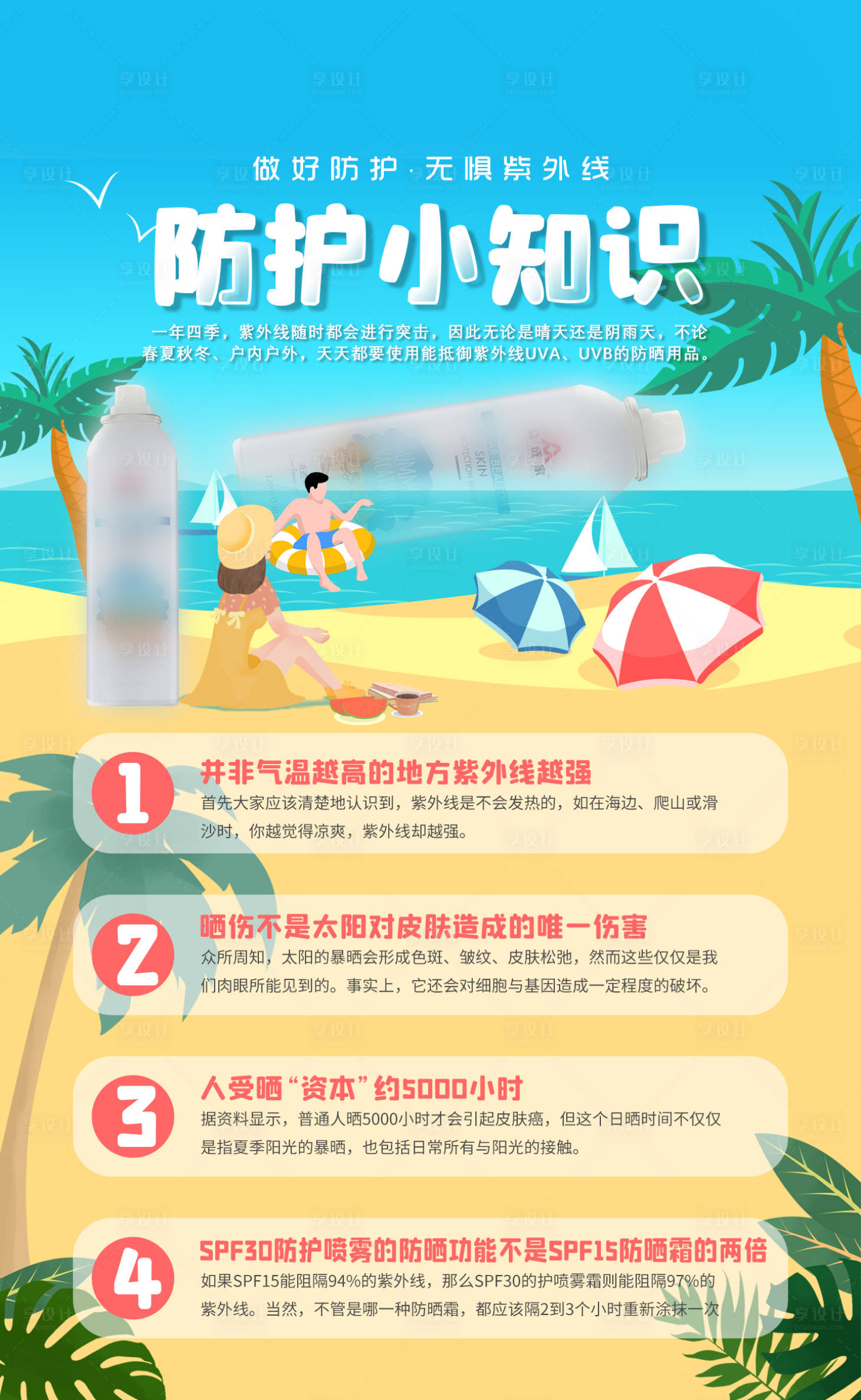 源文件下載【享設計】搜索編號：50070003740788850【夏日防曬海報防曬小知識】