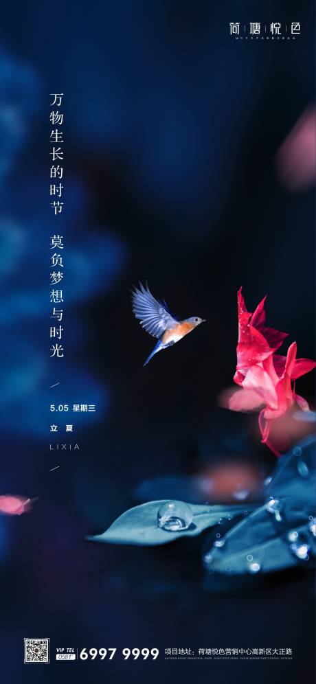 源文件下載【享設計】搜索編號：20960003787617650【藍色立夏節氣海報】