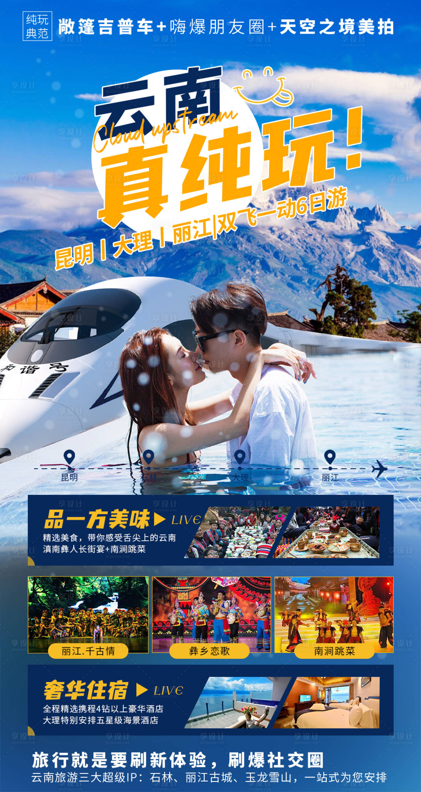 源文件下載【享設計】搜索編號：25120003904416770【昆明大理麗江旅游6日海報】