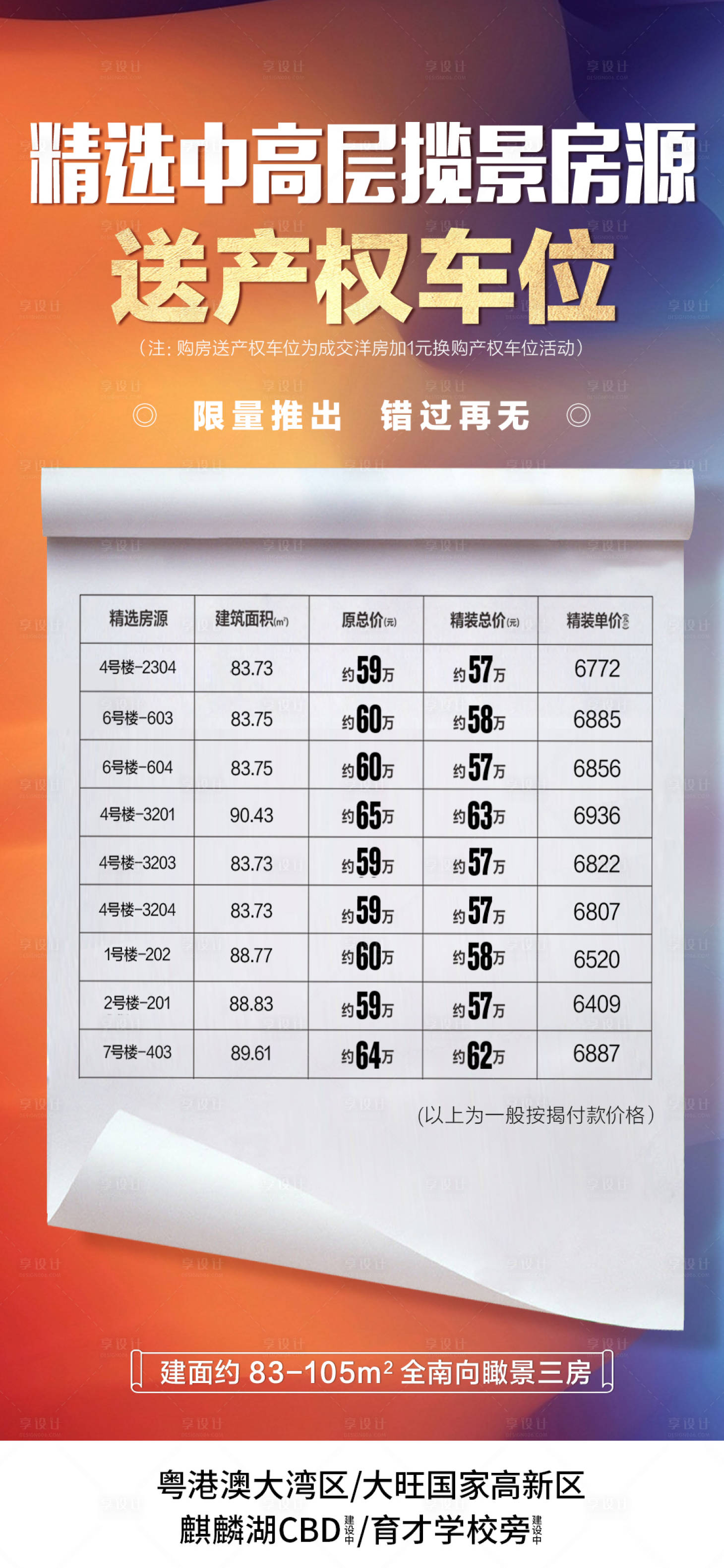 源文件下载【地产送车位一口价特价房海报】编号：72780004051894108