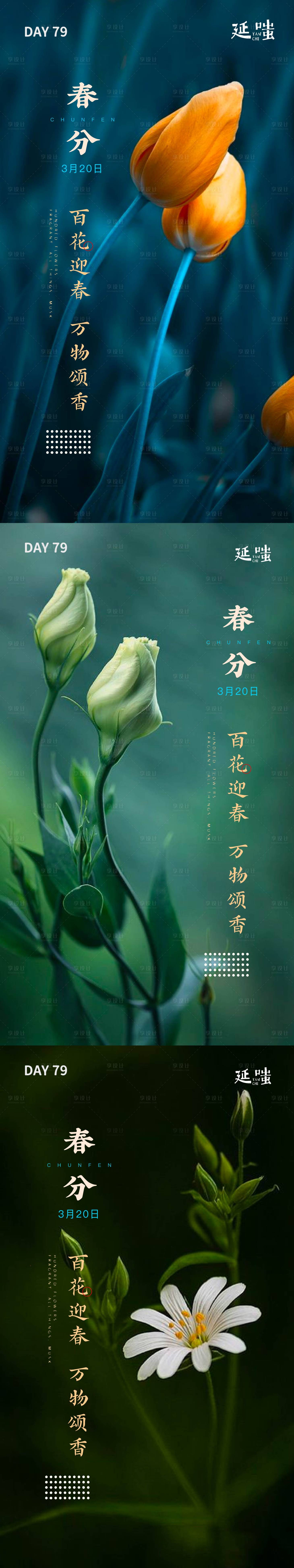 源文件下載【享設計】搜索編號：89950003900086852【綠色花卉簡約春分二十四節(jié)氣系列海報】