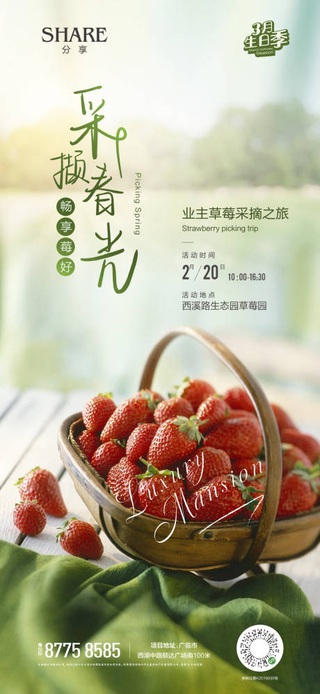 摘草莓活动海报