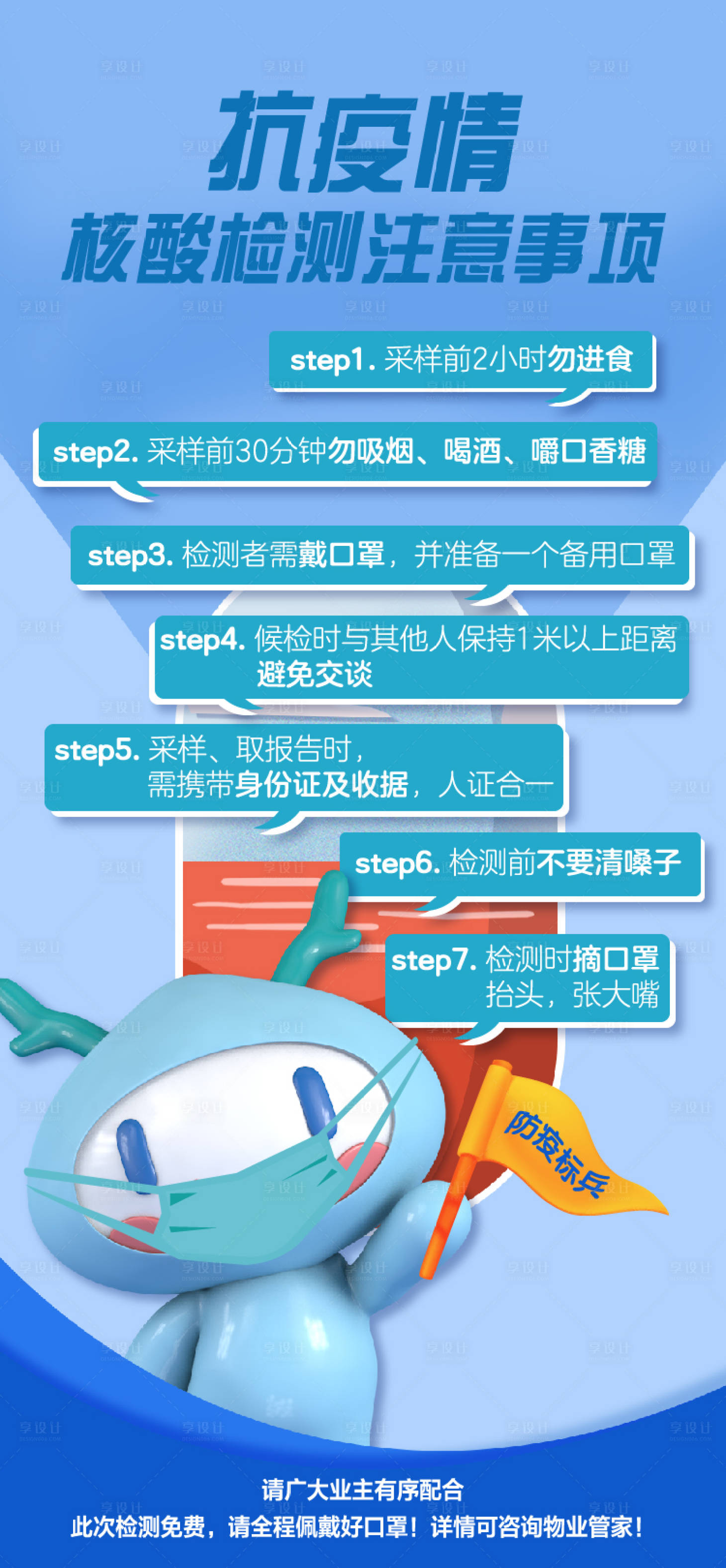 源文件下载【享设计】搜索编号：53530003749726308【核酸检测注意事项微信海报】