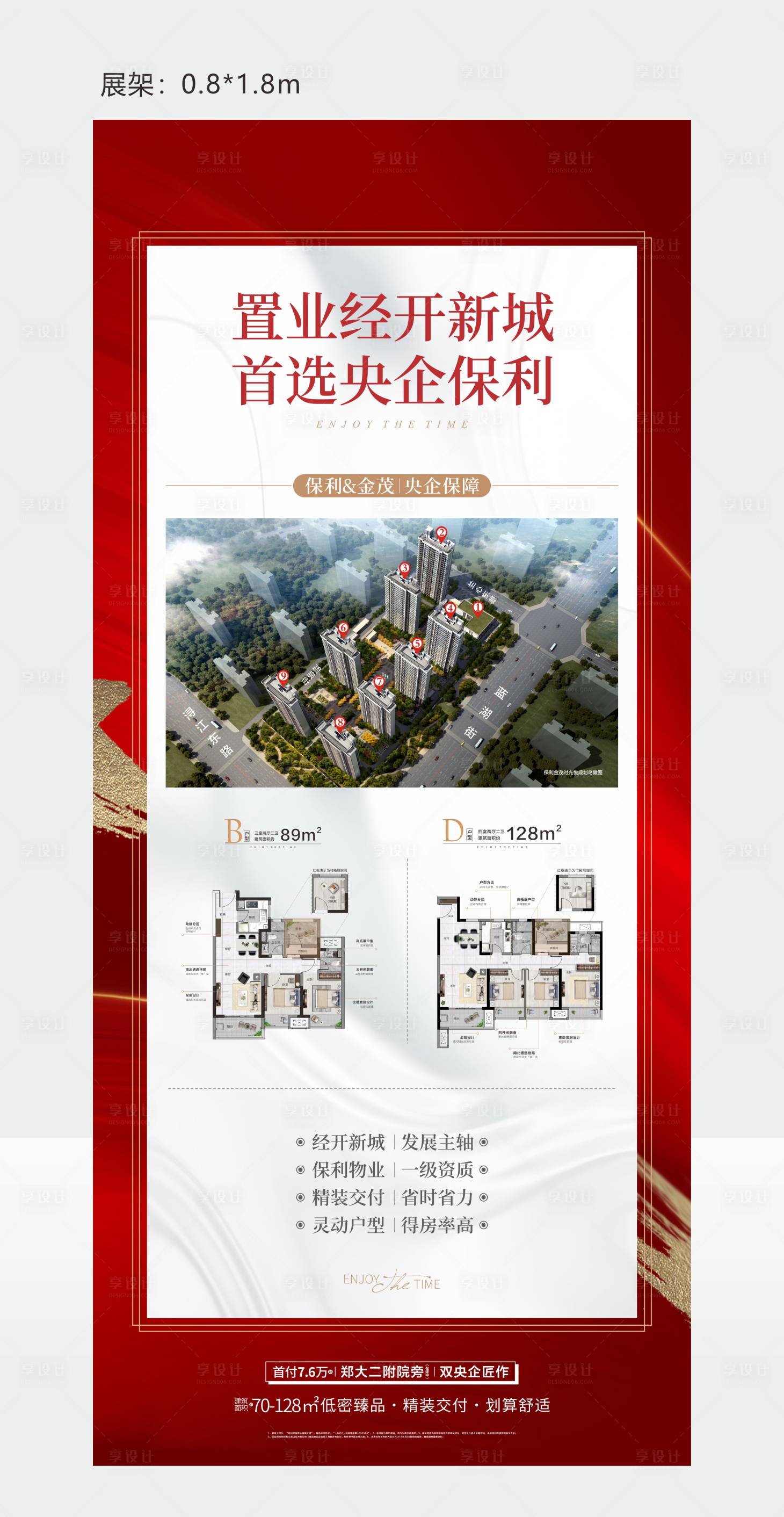 源文件下载【享设计】搜索编号：97360003833909210【红色户型展架】