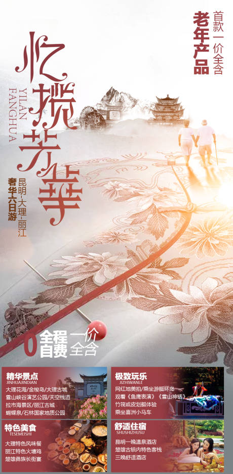 夕阳红云南旅游海报