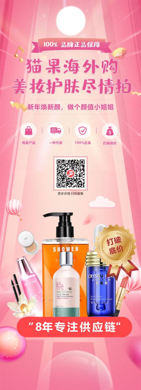 源文件下载【跨境美妆产品宣传海报】编号：17230004271031271