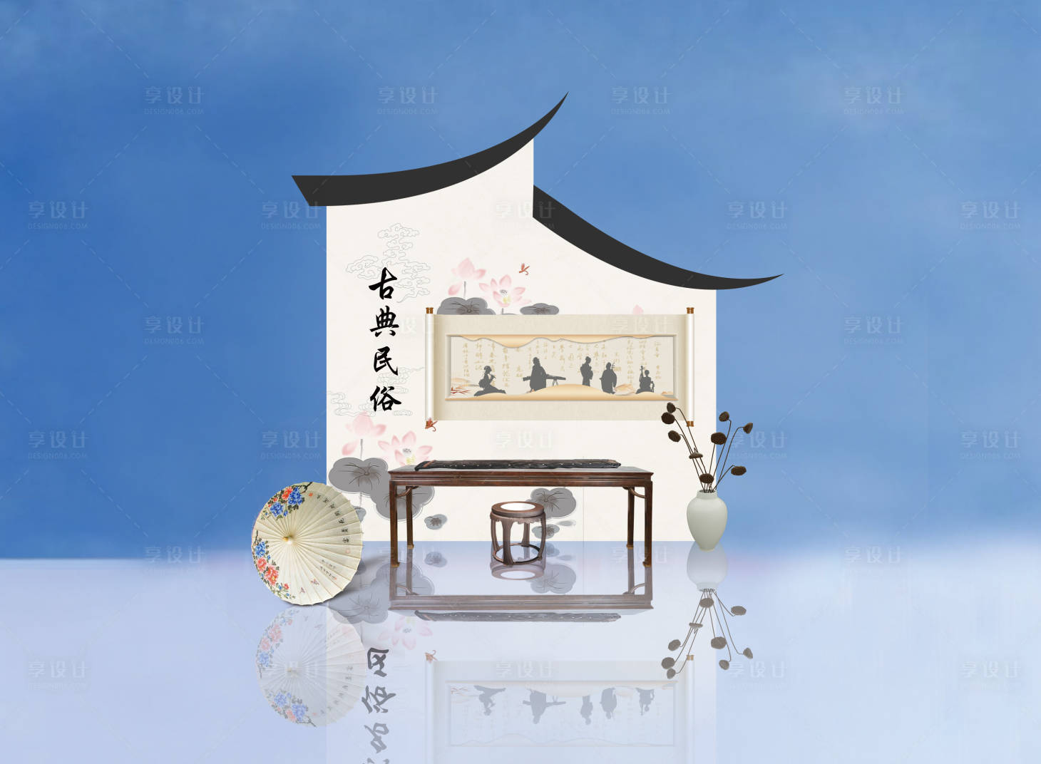 源文件下載【享設計】搜索編號：30300004352314010【中式美陳背景板】
