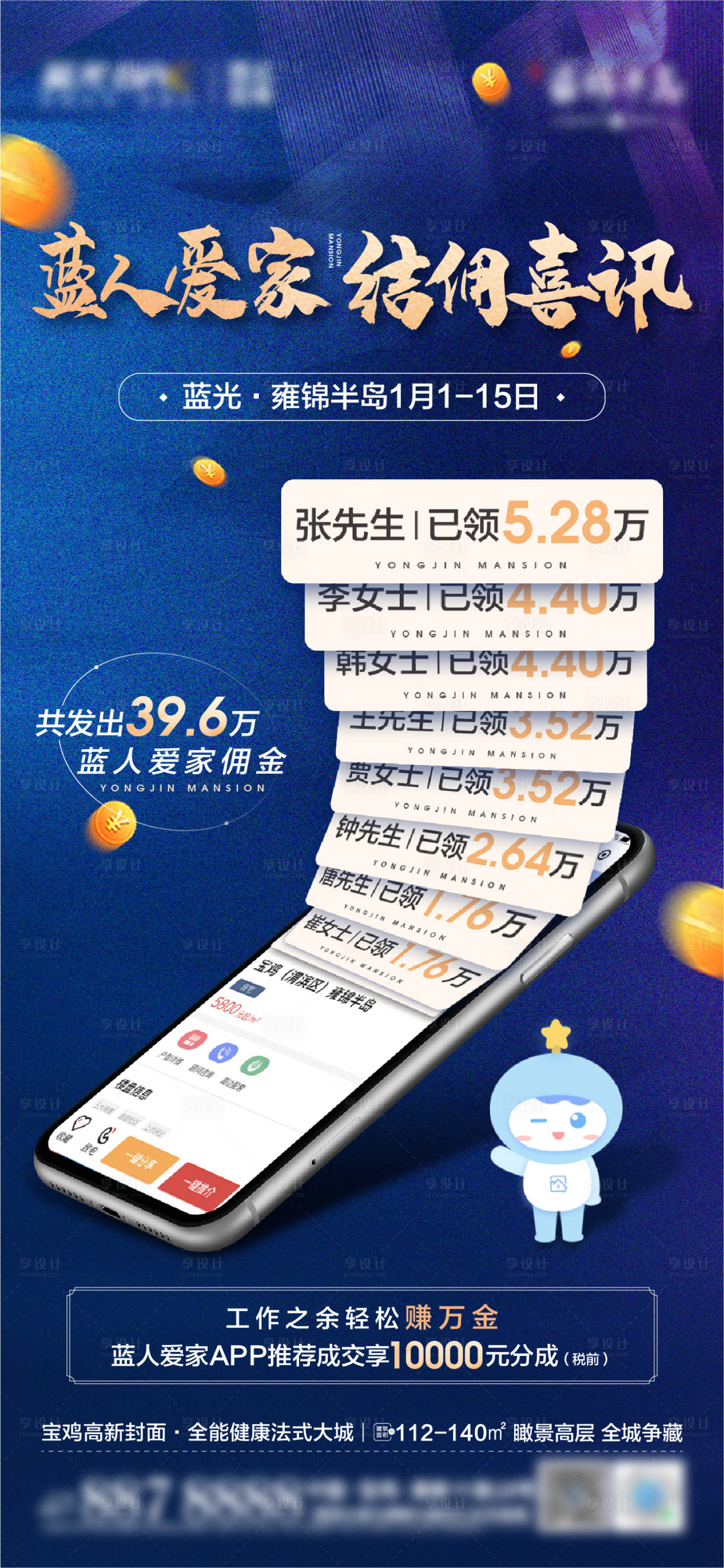 源文件下載【享設計】搜索編號：76830004131718707【房地產藍金結傭活動海報】