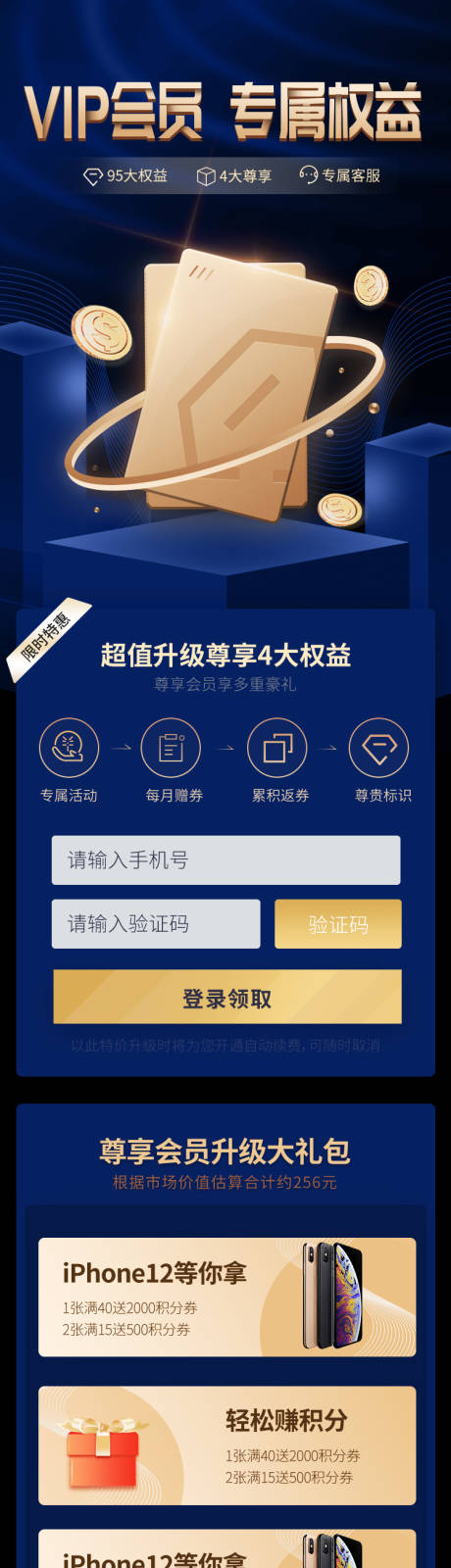 编号：20210415100851502【享设计】源文件下载-金色商务简约vip会员特权权益长图