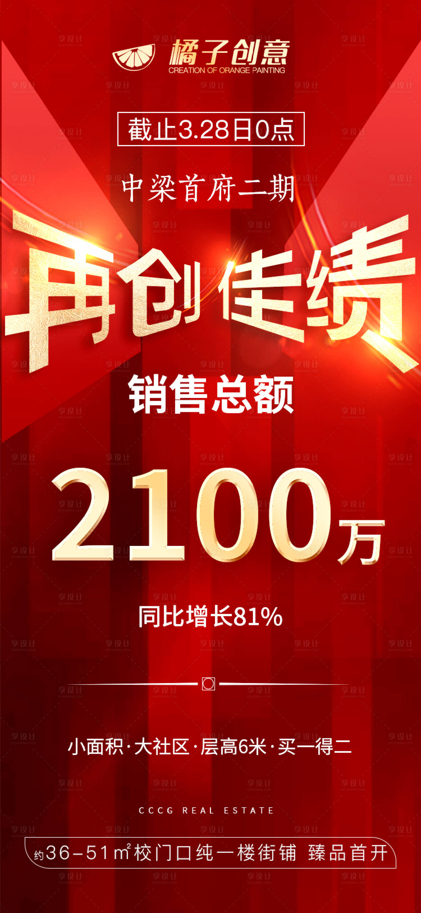 源文件下载【享设计】搜索编号：45310004156243224【地产红金喜报海报】