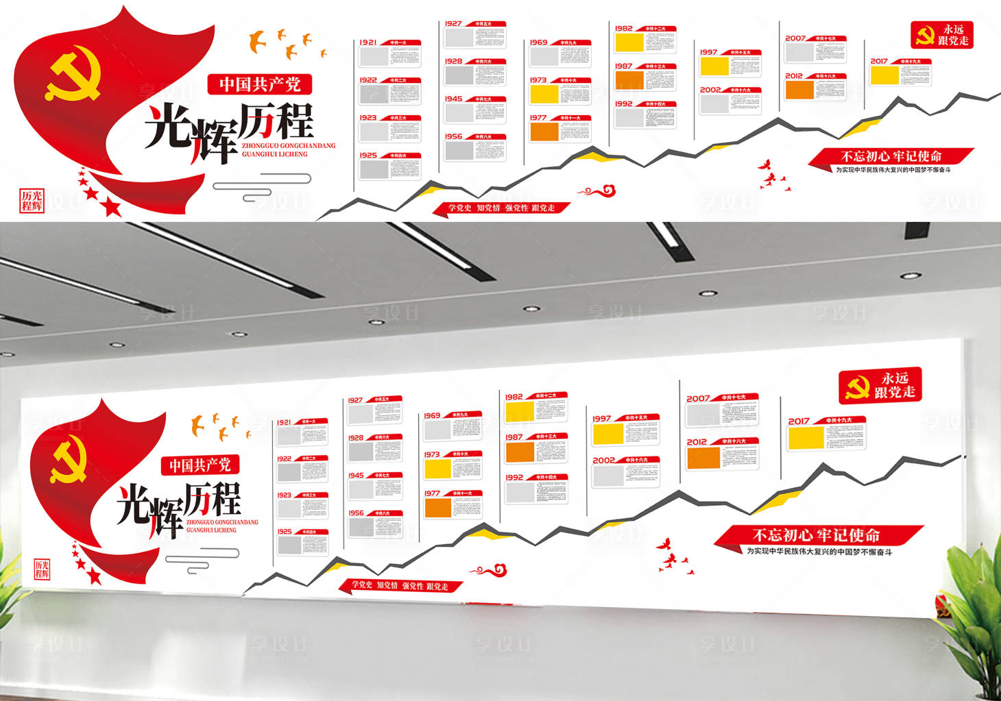 源文件下载【享设计】搜索编号：97720004488072256【党的光辉历程宣传栏】