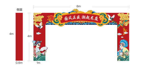 源文件下载【国潮手绘异性龙门架】编号：21110004286904977