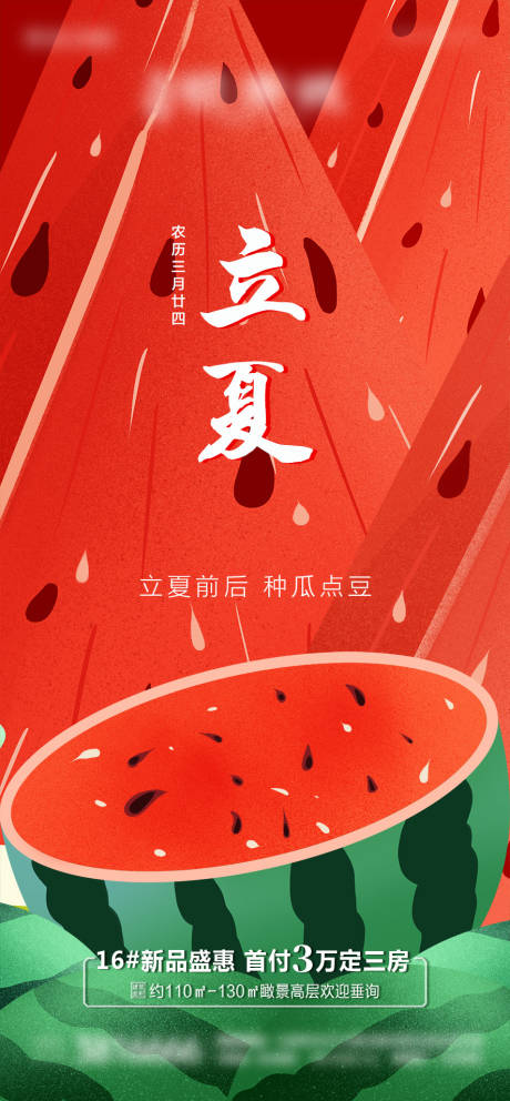 源文件下载【地产立夏节气西瓜海报】编号：94700004291395216