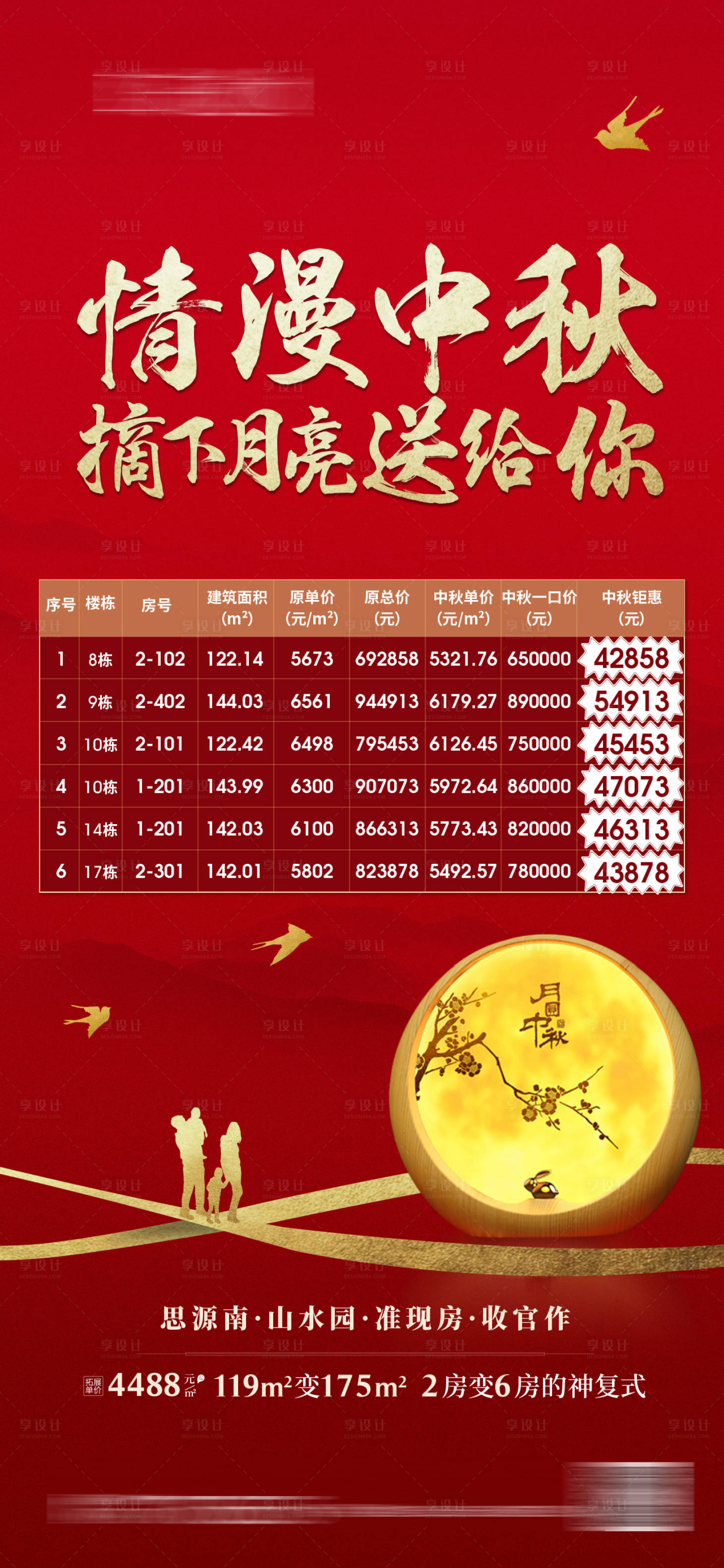 源文件下載【享設計】搜索編號：45240004424068917【中秋特價房房單圖海報】