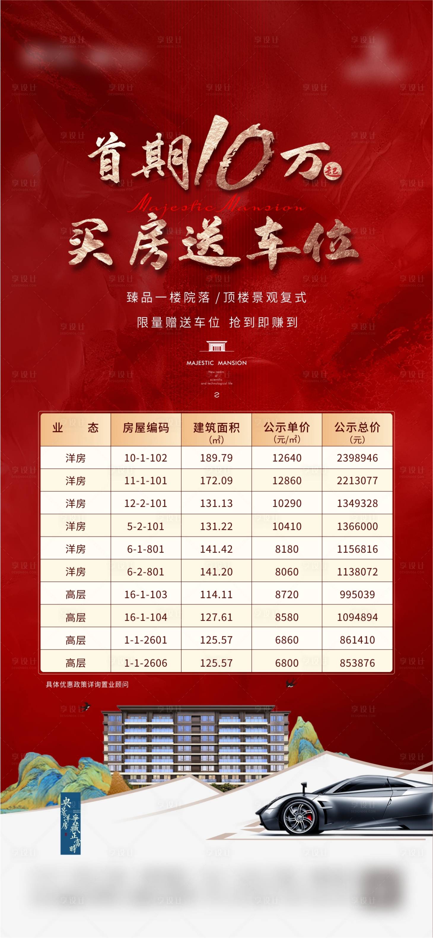 源文件下载【享设计】搜索编号：61000004192044970【地产红色特价房海报】