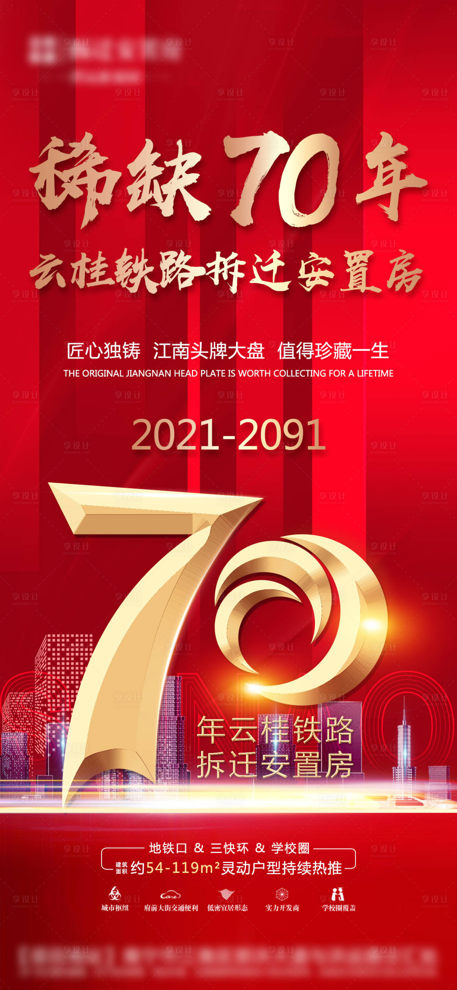源文件下载【享设计】搜索编号：71200004123524074【地产70年产权海报】