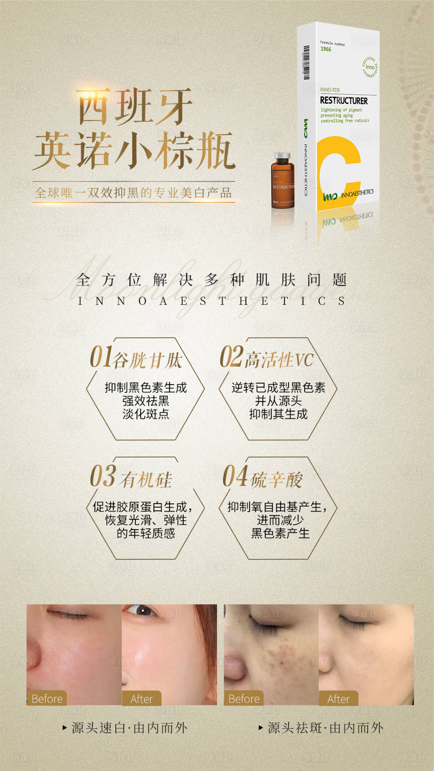 源文件下载【享设计】搜索编号：19660004268532302【整形美容医美西班牙小棕瓶案例对比海报】