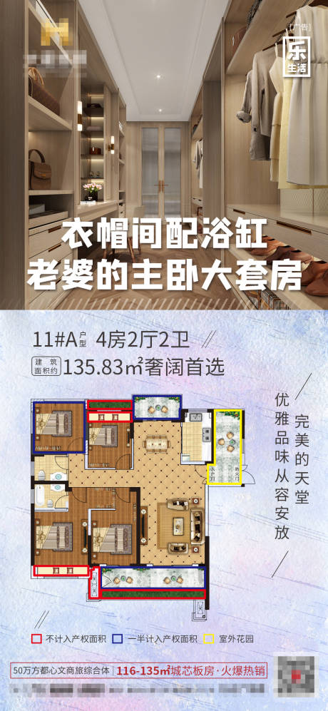 源文件下载【房地产户型图价值点衣帽间海报】编号：48190004289631730