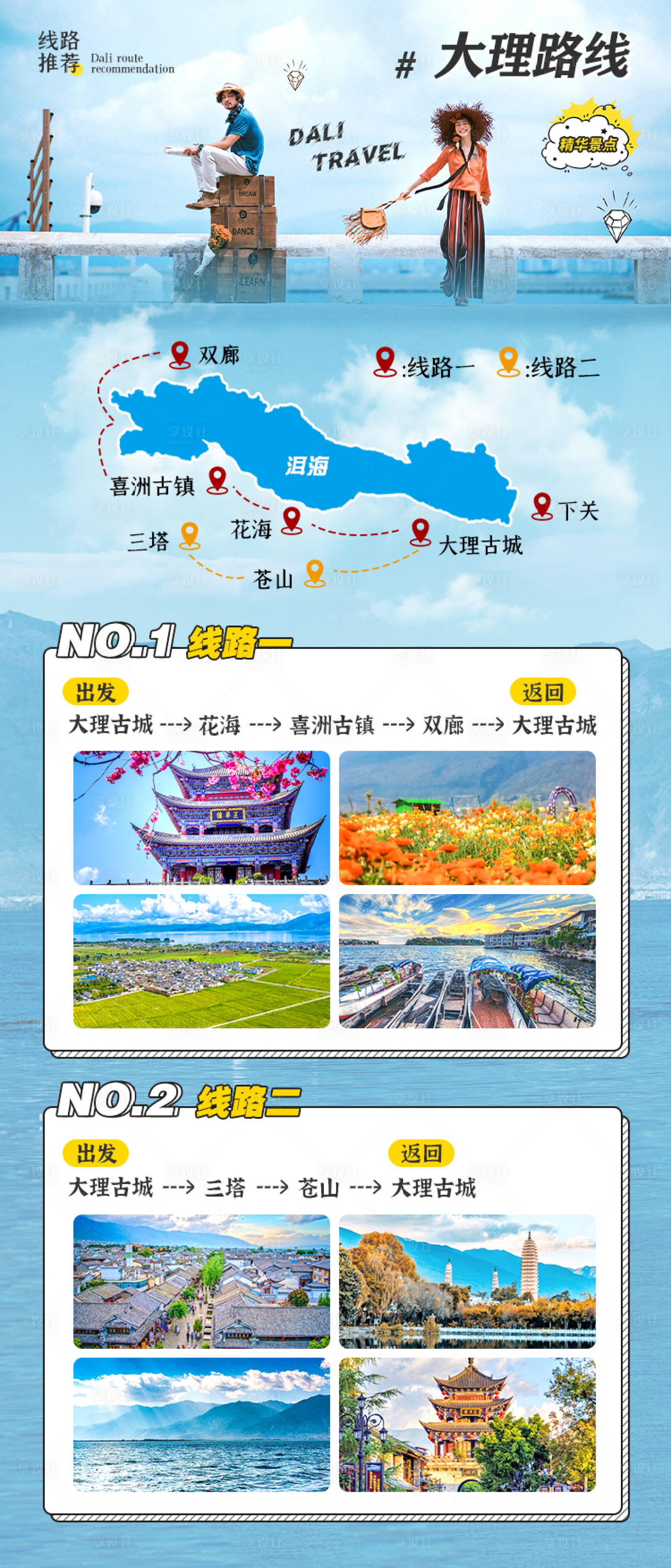 源文件下載【享設(shè)計(jì)】搜索編號：66000004605272391【大理推薦線路海報(bào)】
