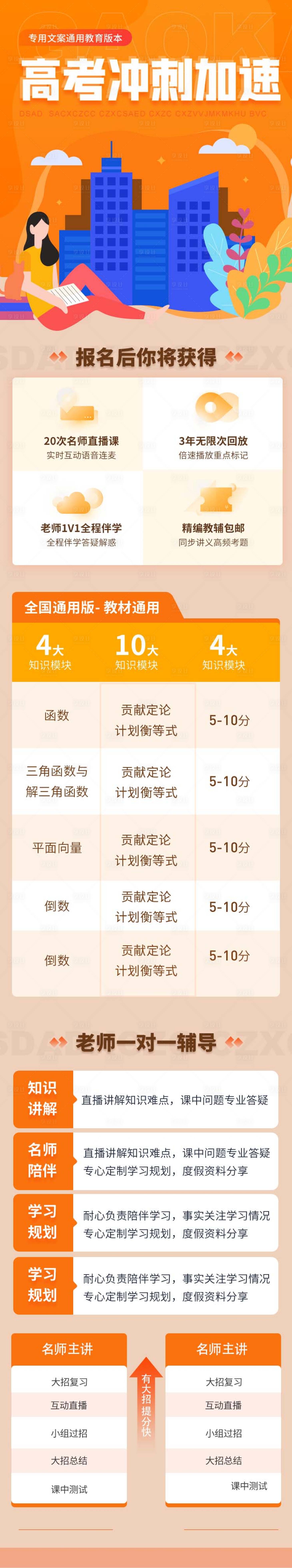 源文件下載【享設計】搜索編號：48410004748493135【暖色插畫高考沖刺培訓教育海報長圖】