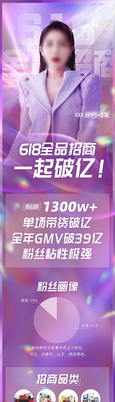 源文件下载【618主播招商战报长图海报】编号：76380004710939711