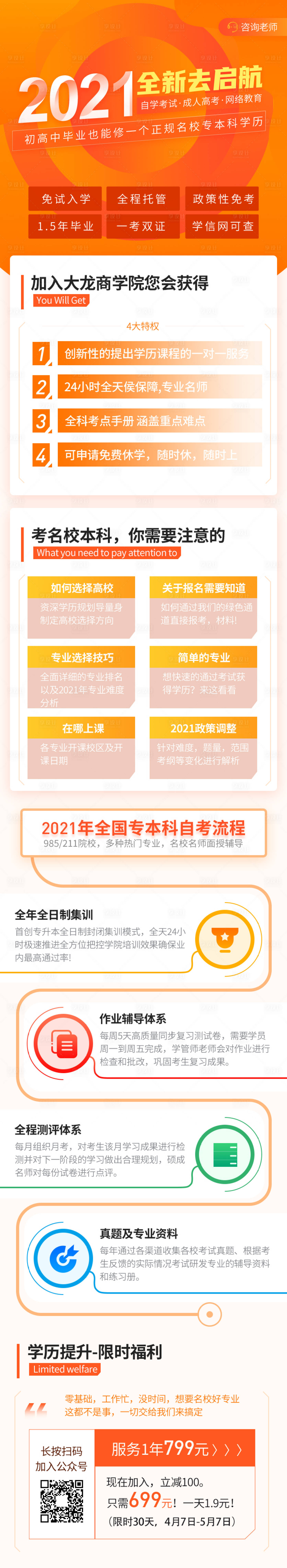 源文件下载【简约橙色教育培训学历提升在线招生】编号：13950004722563787