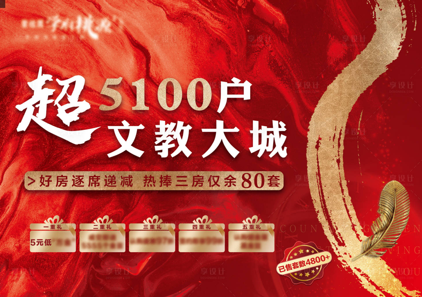 源文件下载【房地产红金海报】编号：17520004650953355