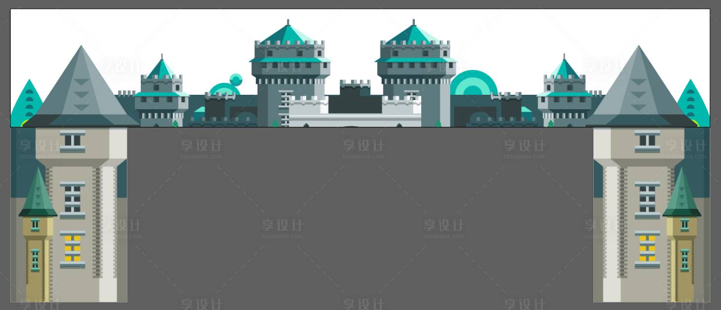 源文件下載【享設計】搜索編號：56870004546039295【城堡門頭龍門架】