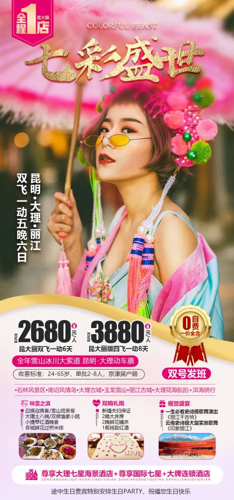 源文件下载【七彩盛世云南旅游海报】编号：96170004659081182
