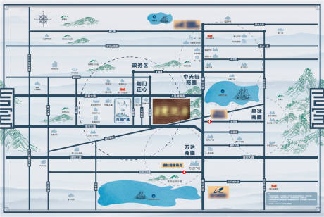 源文件下载【新中式地产区位图规划展板】编号：20210602222220989